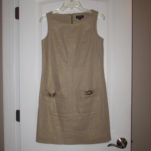 Tahari Sleeveless Linen Sheath Dress Size 2 - Picture 7 of 9